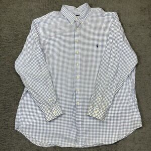 Polo Ralph‎ Lauren Shirt Mens 3XLT Blue White Check Pony Long Sleeve Button Up